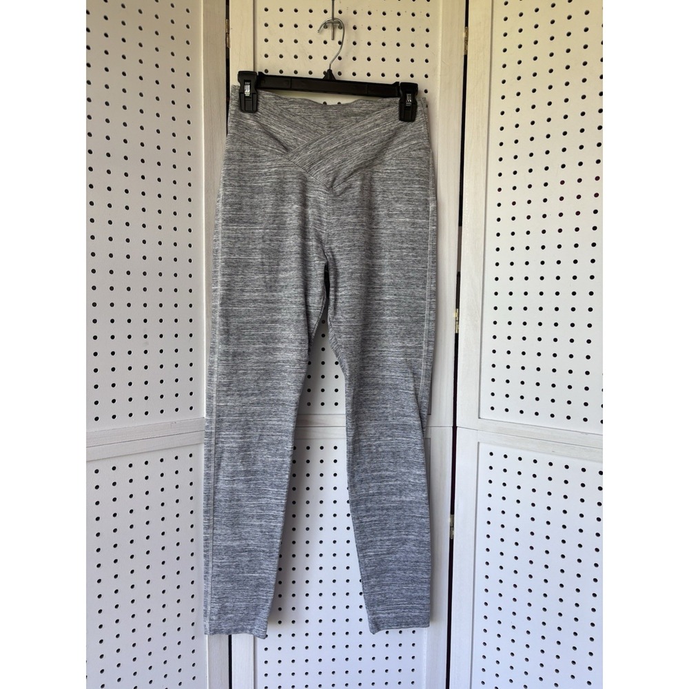 PINK Victoria's Secret Criss Cross Tummy Waist Gray Leggings Women's Lg Cotton